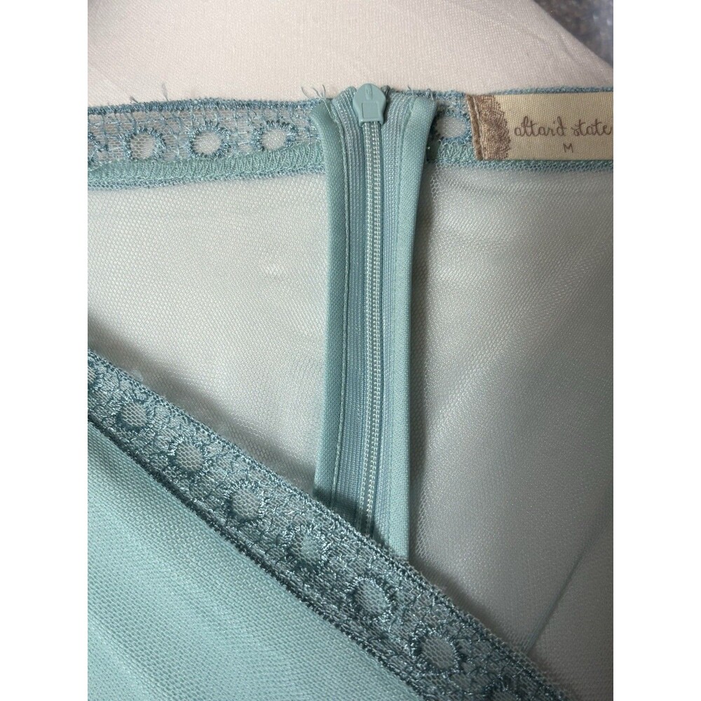 Altar’d State Mariska Maxi Dress M Sea Blue Embroidered Mesh Boho NWT - Picture 7 of 11